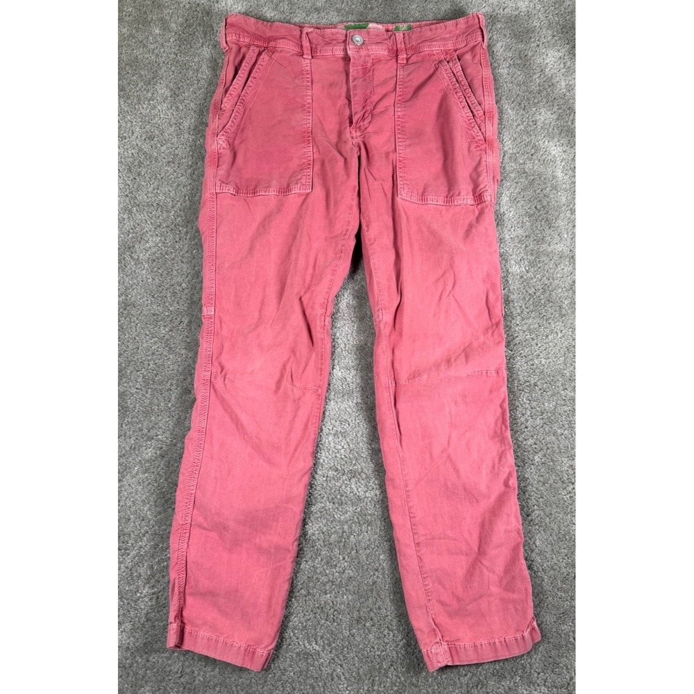 Anthropologie Wanderer Pink Coral Utility Straight Leg Patch Pocket Pants 27